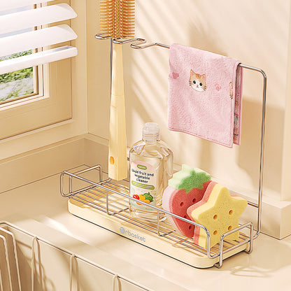 Kitchen Metal Dish Cloth Drying Rack – I   ron Towel Holder with Drainage Design