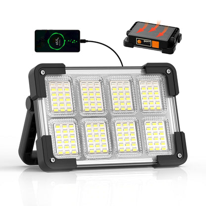 120W Solar Rechargeable Work Light, 144 LED 10000LM Led Work Light with 4 Modes, Portable Flood Light with Stand, IP66 Waterproof Outdoor Working Light for Emergency Mechanic Camping Repair - Morrowden