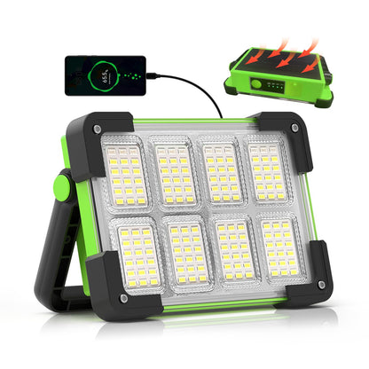 120W Solar Rechargeable Work Light, 144 LED 10000LM Led Work Light with 4 Modes, Portable Flood Light with Stand, IP66 Waterproof Outdoor Working Light for Emergency Mechanic Camping Repair - Morrowden