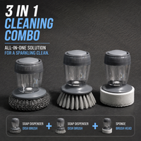 Steel Wool Scrubber, Sponge Brush & Bristle Brush – 3-Piece Set