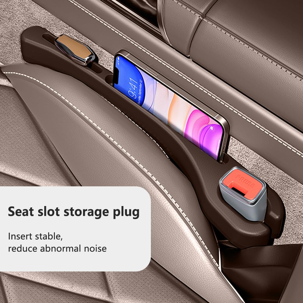 2-in-1 Car Seat Gap Filler with Phone Holder – Set of 2, PU Leather - Morrowden