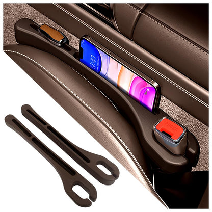 2-in-1 Car Seat Gap Filler with Phone Holder – Set of 2, PU Leather - Morrowden