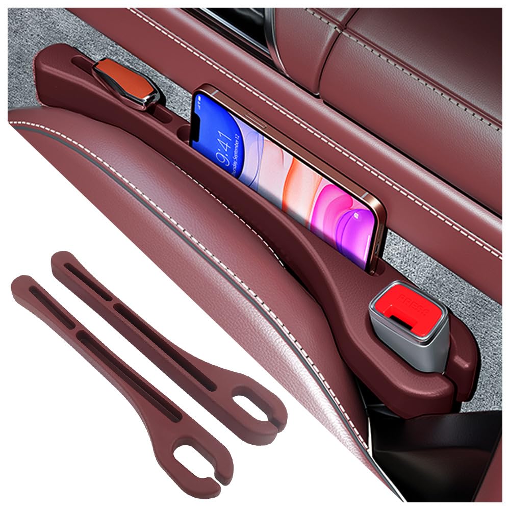2-in-1 Car Seat Gap Filler with Phone Holder – Set of 2, PU Leather - Morrowden
