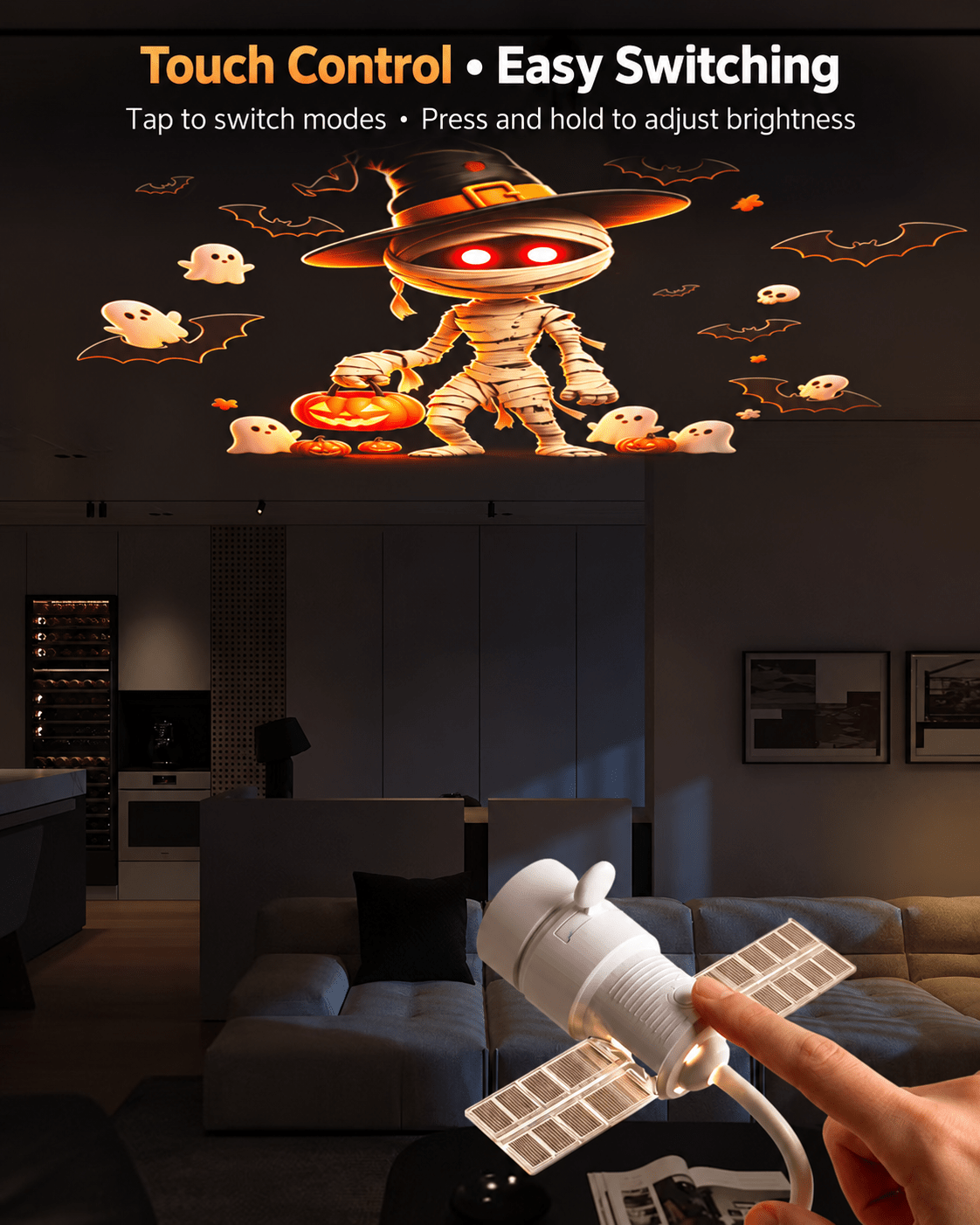 2-in-1 Christmas & Halloween Projector Light – 360° Adjustable USB Holiday Projection Lamp with Interchangeable Slides - Morrowden