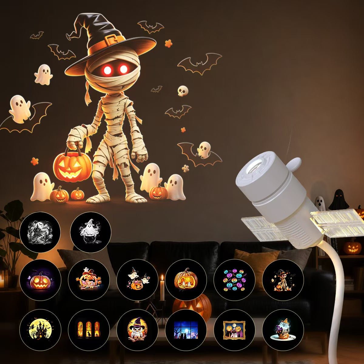 2-in-1 Christmas & Halloween Projector Light – 360° Adjustable USB Holiday Projection Lamp with Interchangeable Slides - Morrowden