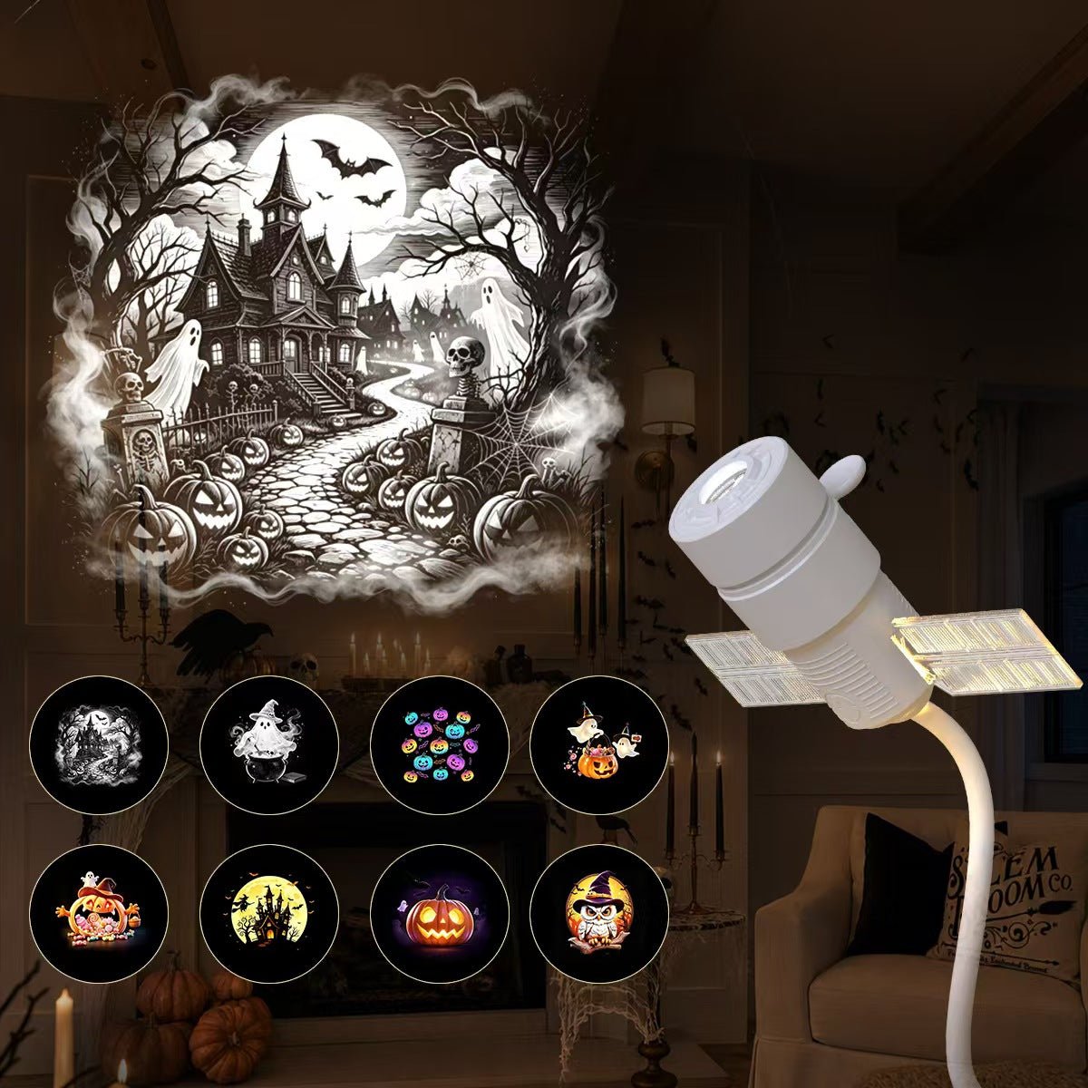 2-in-1 Christmas & Halloween Projector Light – 360° Adjustable USB Holiday Projection Lamp with Interchangeable Slides - Morrowden