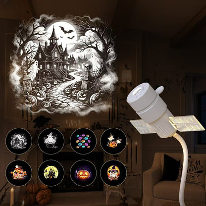 2-in-1 Christmas & Halloween Projector Light – 360° Adjustable USB Holiday Projection Lamp with Interchangeable Slides - Morrowden