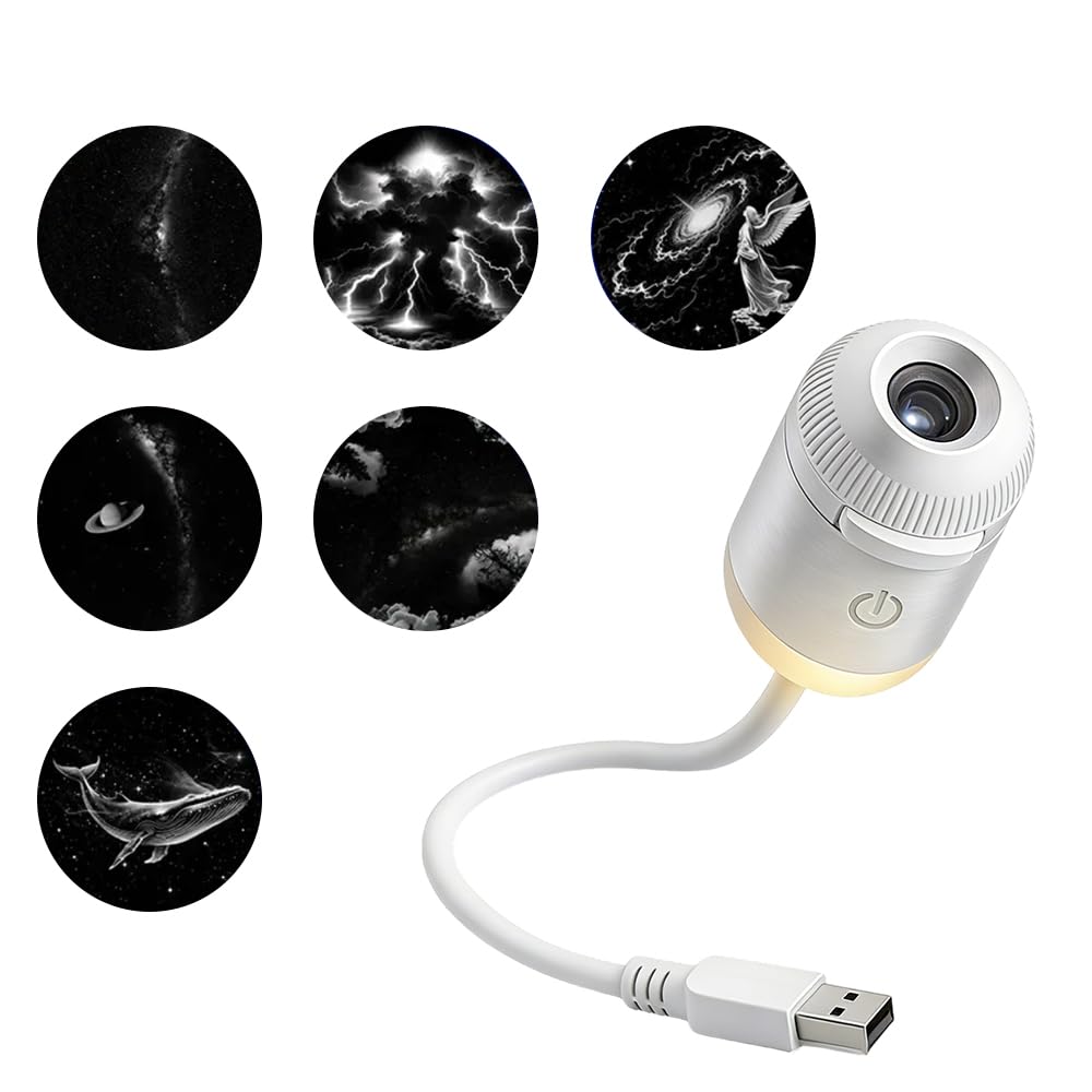 2-in-1 Galaxy Projector Night Light, USB Star Projector with Adjustable Brightness, Mini Galaxy Light Projector for Bedroom Ceiling Wall Room Decor (24 Projection Films) - Morrowden