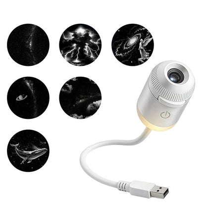 2-in-1 Galaxy Projector Night Light, USB Star Projector with Adjustable Brightness, Mini Galaxy Light Projector for Bedroom Ceiling Wall Room Decor (24 Projection Films) - Morrowden