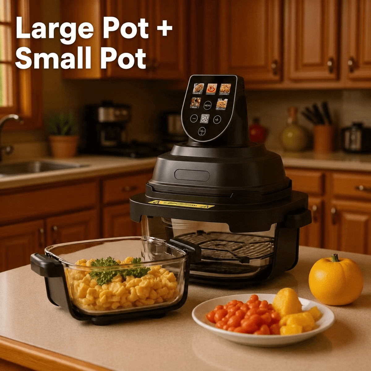2-in-1 Glass Air Fryer with Large & Small Bowls – Cook More, Clean Less - Morrowden