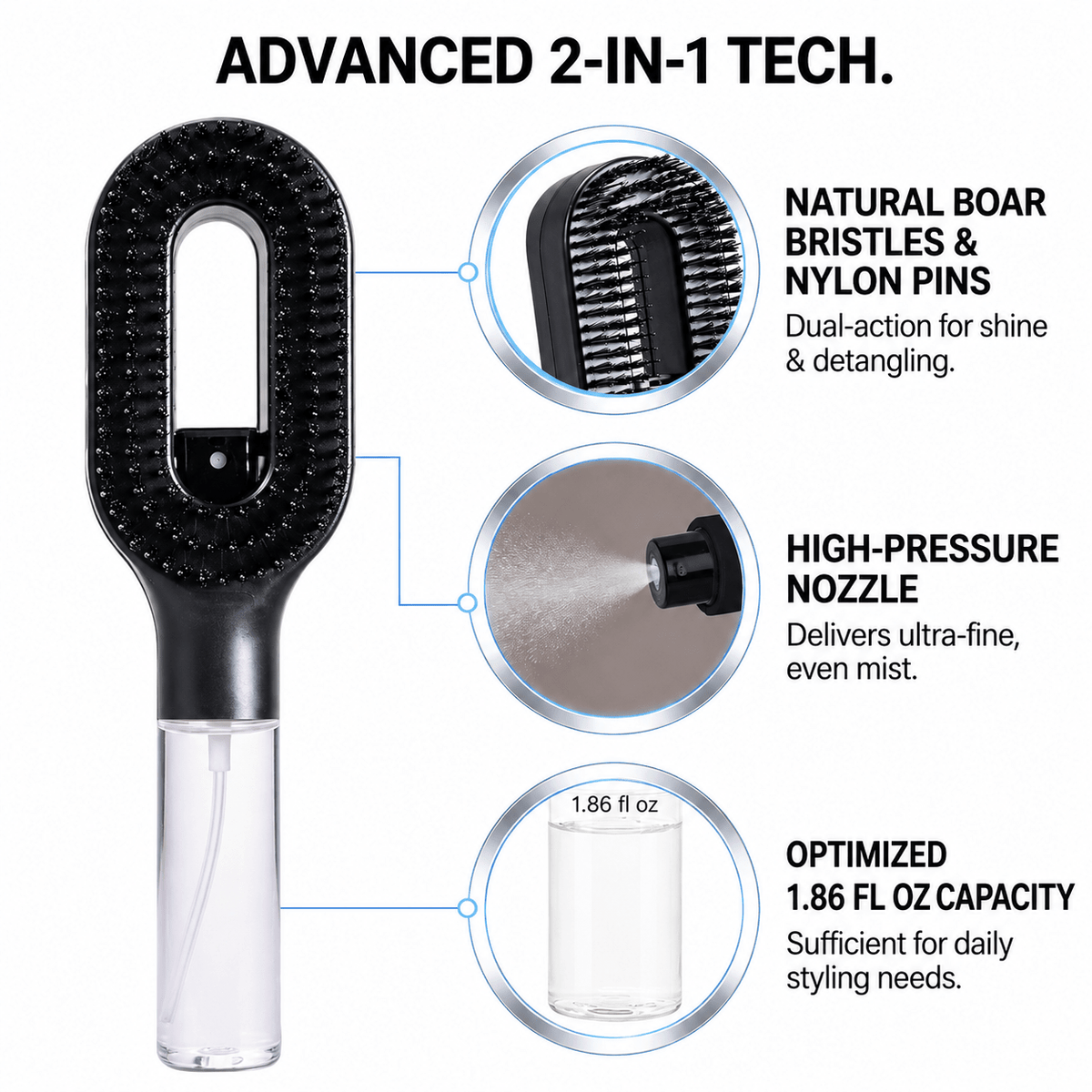 2-in-1 Mist Hair Brush – Detangle, Smooth & Refresh Your Hair Anytime - Morrowden