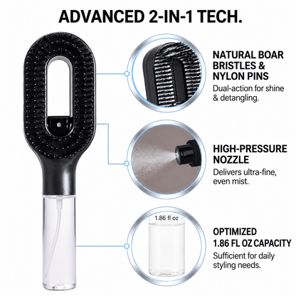 2-in-1 Mist Hair Brush – Detangle, Smooth & Refresh Your Hair Anytime - Morrowden
