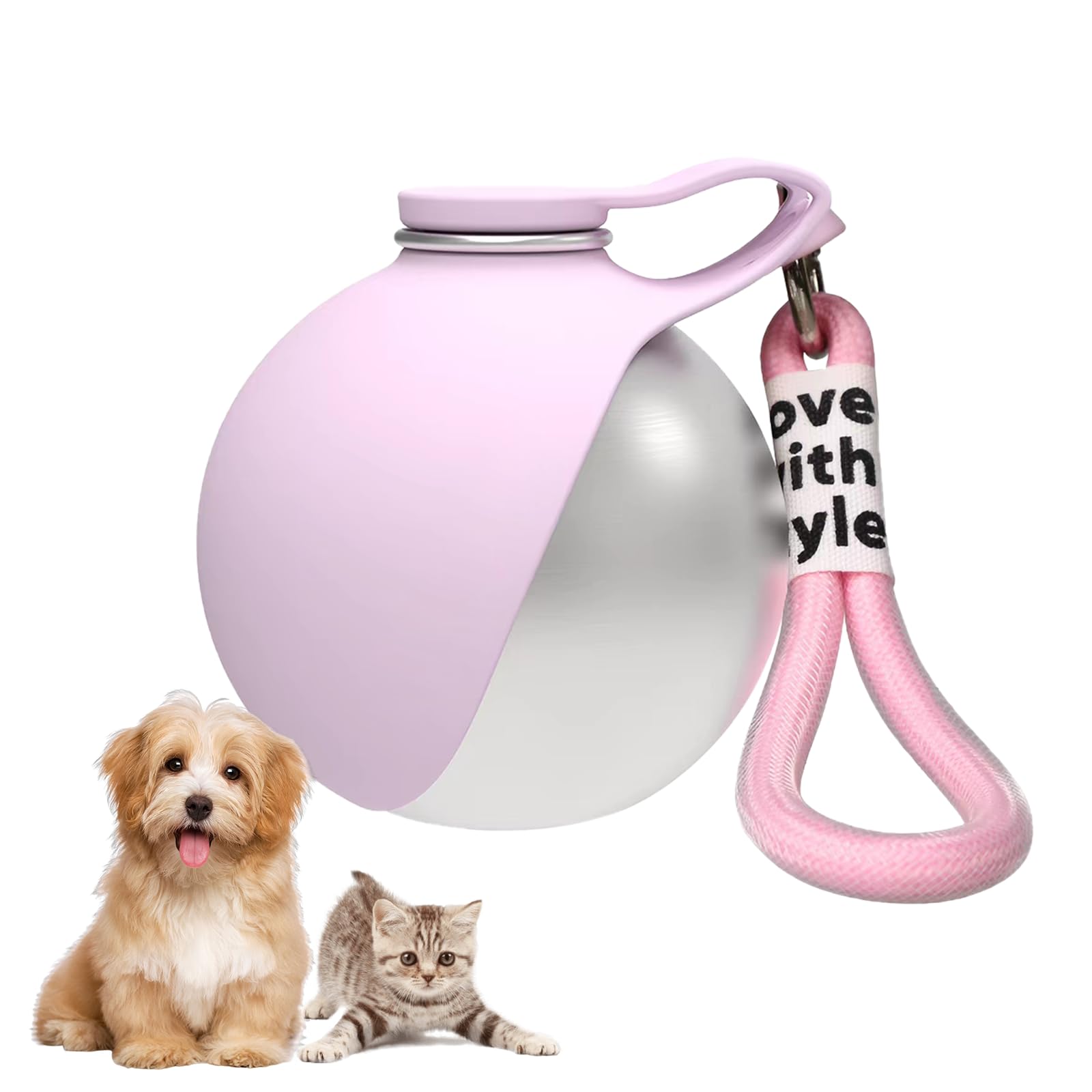 2-in-1 Portable Dog Water Bottle with Foldable Bowl – 10oz Stainless Steel - Morrowden
