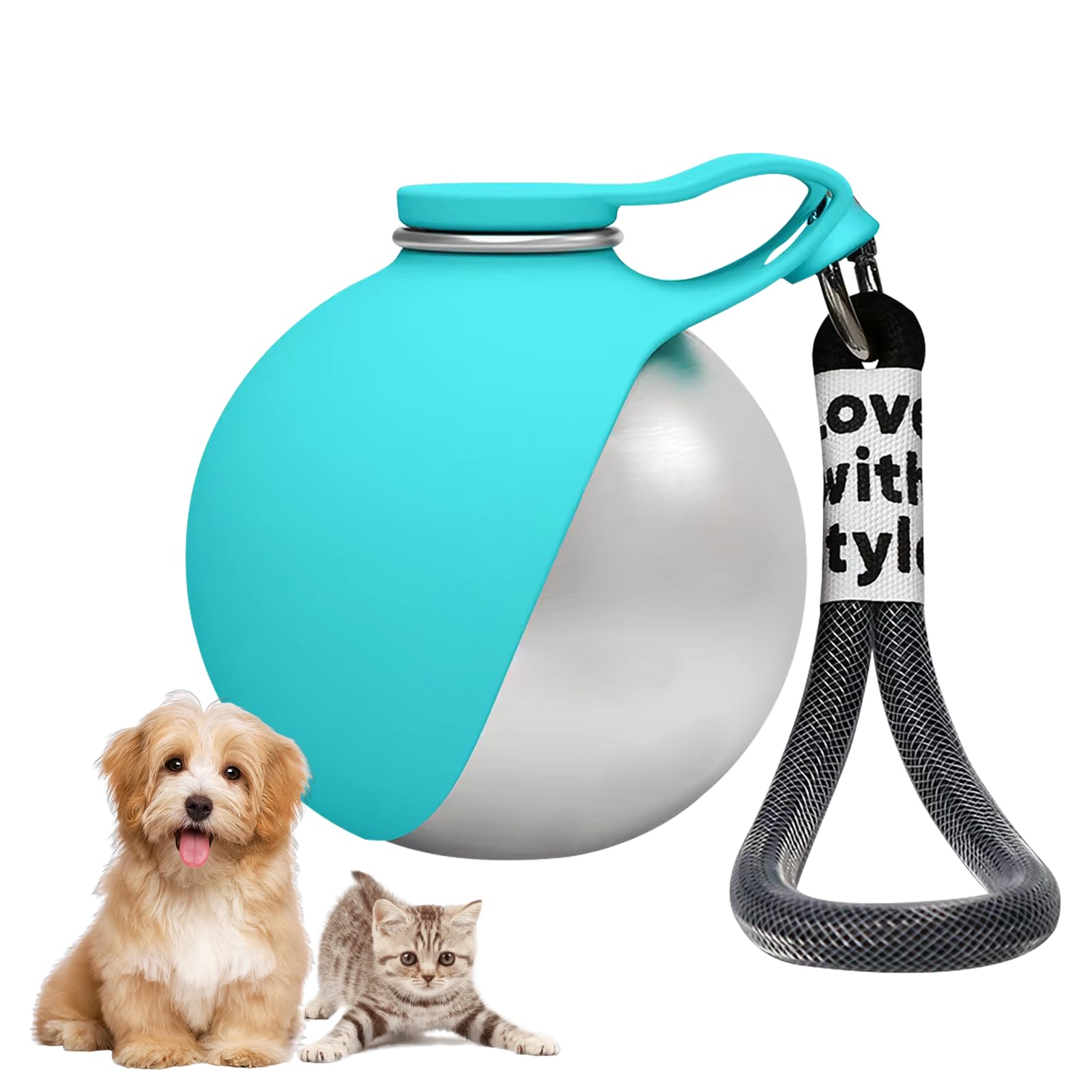 2-in-1 Portable Dog Water Bottle with Foldable Bowl – 10oz Stainless Steel - Morrowden