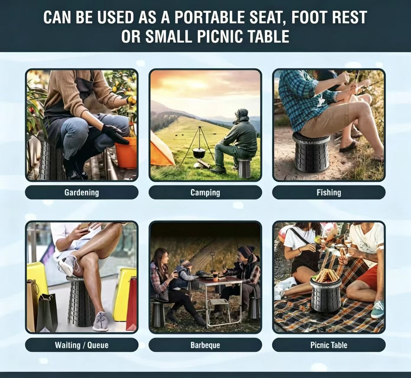 2026 Upgraded XXL Collapsible Stool, Wider & Taller Pop Up Seat, Heavy Duty Portable Retractable Folding Chair or Travel Foot Rest, Gift for Camping & Outdoors - Morrowden