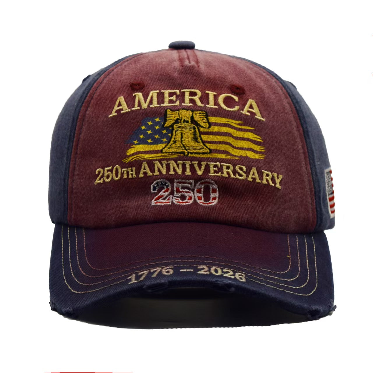 USA 250th Anniversary Hat 2026 – Vintage Embroidered American Flag Baseball Cap
