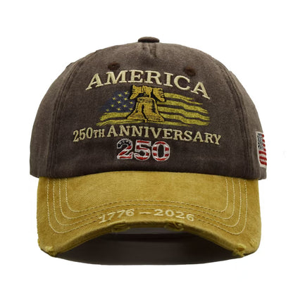 USA 250th Anniversary Hat 2026 – Vintage Embroidered American Flag Baseball Cap