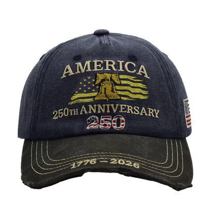USA 250th Anniversary Hat 2026 – Vintage Embroidered American Flag Baseball Cap