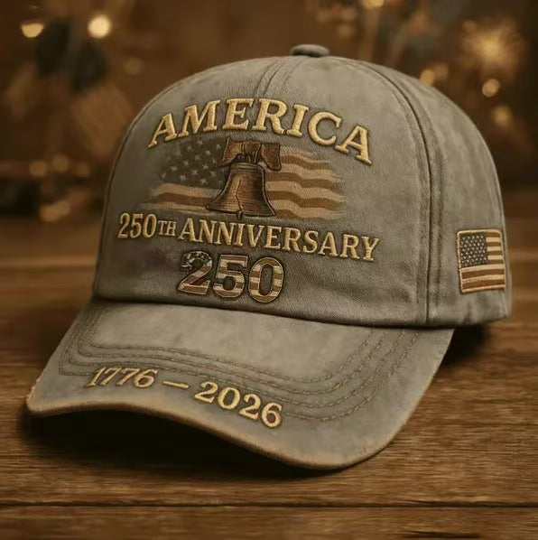 USA 250th Anniversary Hat 2026 – Vintage Embroidered American Flag Baseball Cap