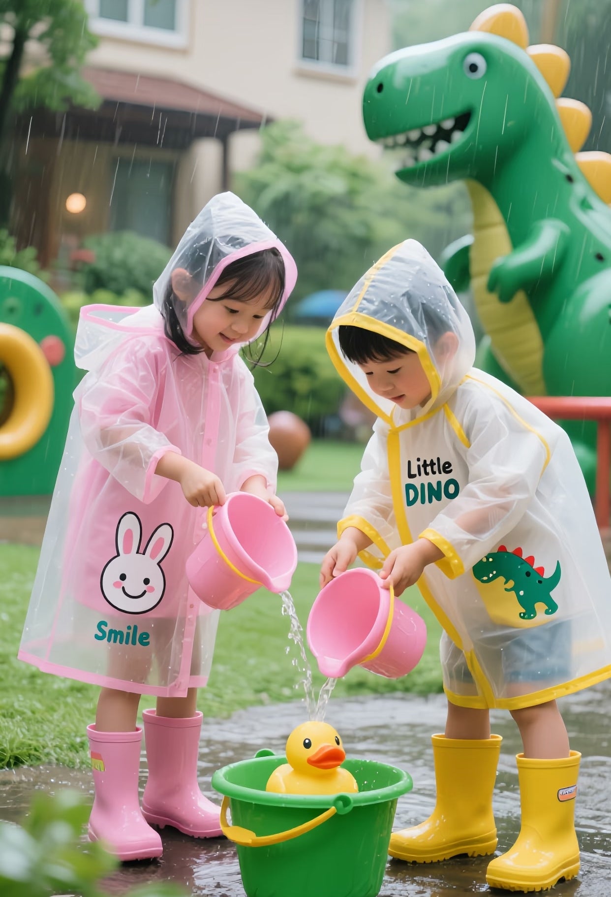 Kids Raincoat for Boys & Girls – Waterproof Hooded Rain Poncho for Toddlers, Preschool & School Children