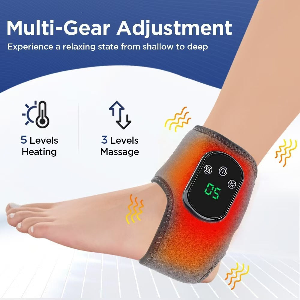 Rechargeable Heated Ankle Brace with Vibration Massage – Infrared Warm Therapy Support for Sports Recovery, Daily Comfort & Relaxation