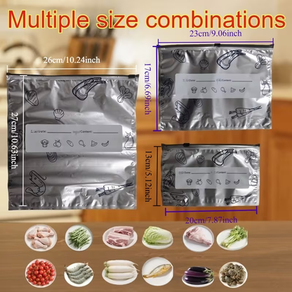 30 Pack Reusable Food Storage Bags with Zipper Seal, Leakproof Freezer Bags for Meat, Vegetables & Meal Prep