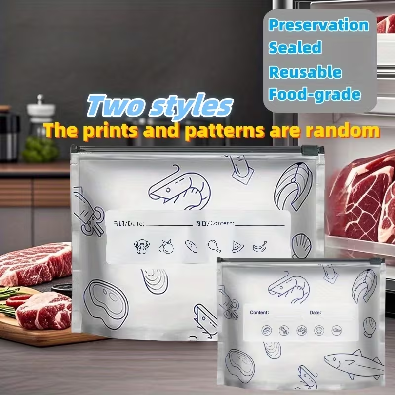 30 Pack Reusable Food Storage Bags with Zipper Seal, Leakproof Freezer Bags for Meat, Vegetables & Meal Prep
