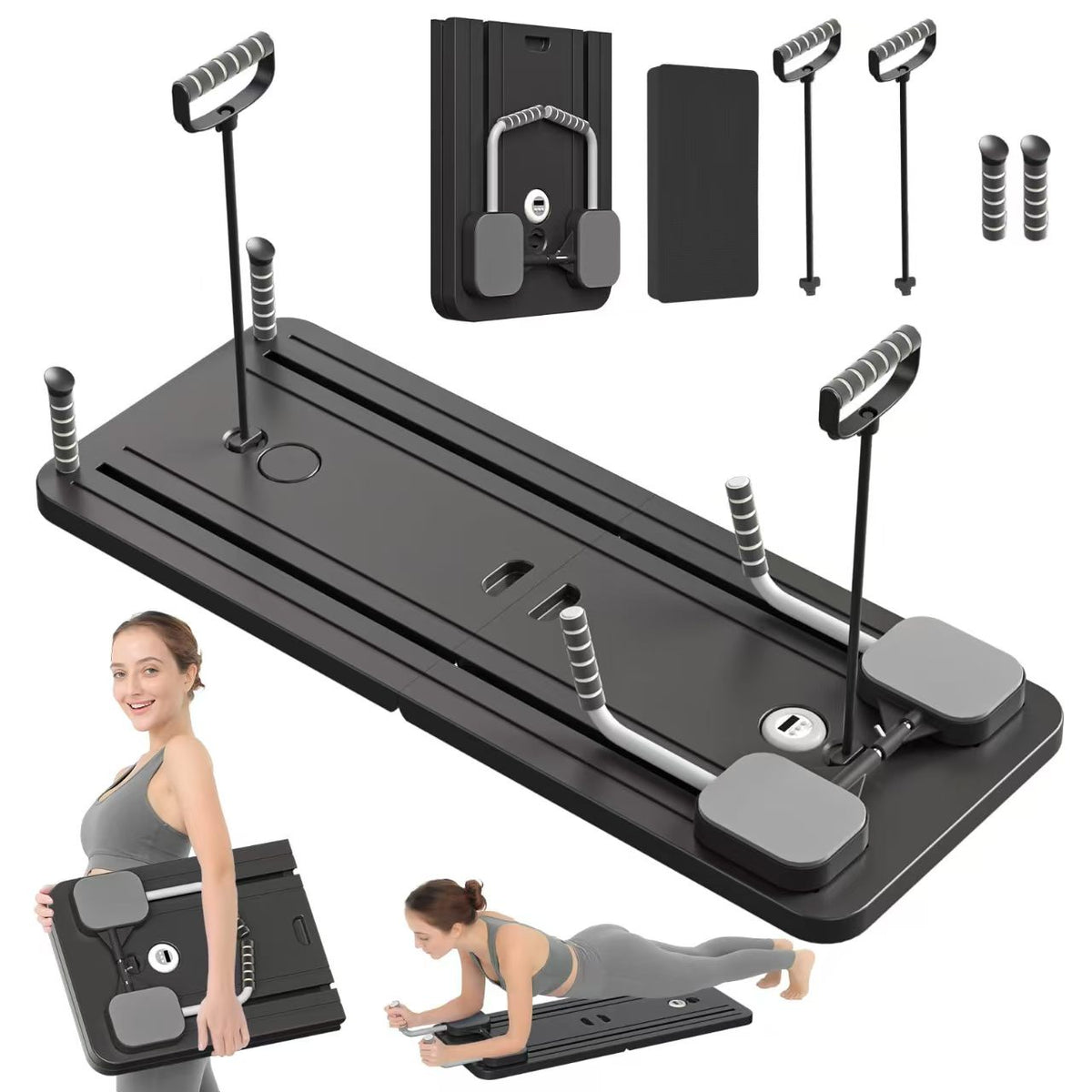 Pilates Board - Pilates Reformer Set, Multi-Purpose Foldable Pilates Reformer Board for Home, 5 in 1 Pilates Sliding Board