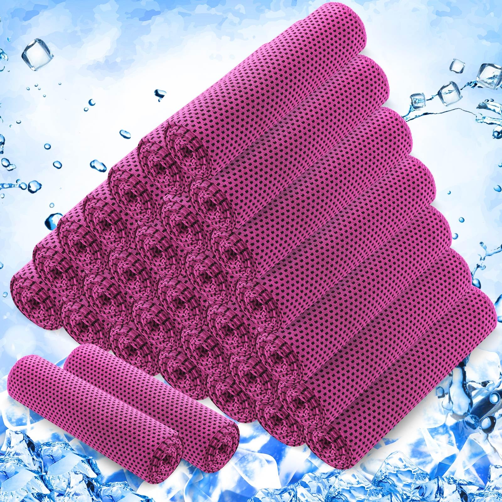 30 Pack Cooling Towels, 40"x12" Ice Breathable Soft Chilly Sweat Rag Microfiber Workout Rags for Gym Cooling Towels for Neck and Face for Yoga Golf Sport Running - Morrowden