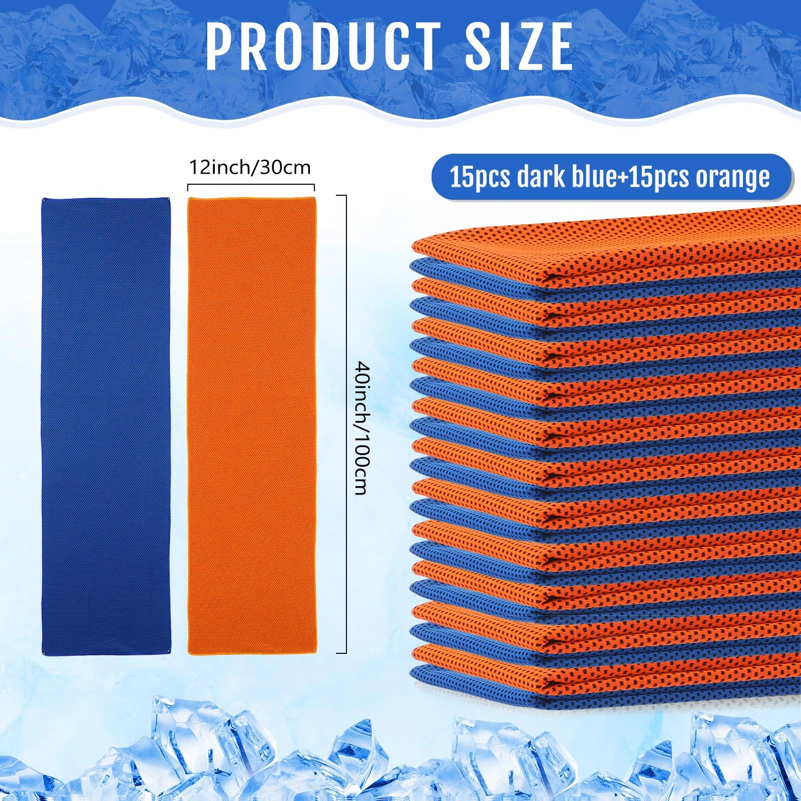 30 Pack Cooling Towels, 40"x12" Ice Breathable Soft Chilly Sweat Rag Microfiber Workout Rags for Gym Cooling Towels for Neck and Face for Yoga Golf Sport Running - Morrowden