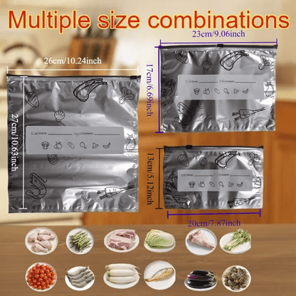30 Pack Reusable Food Storage Bags with Zipper Seal, Leakproof Freezer Bags for Meat, Vegetables & Meal Prep - Morrowden