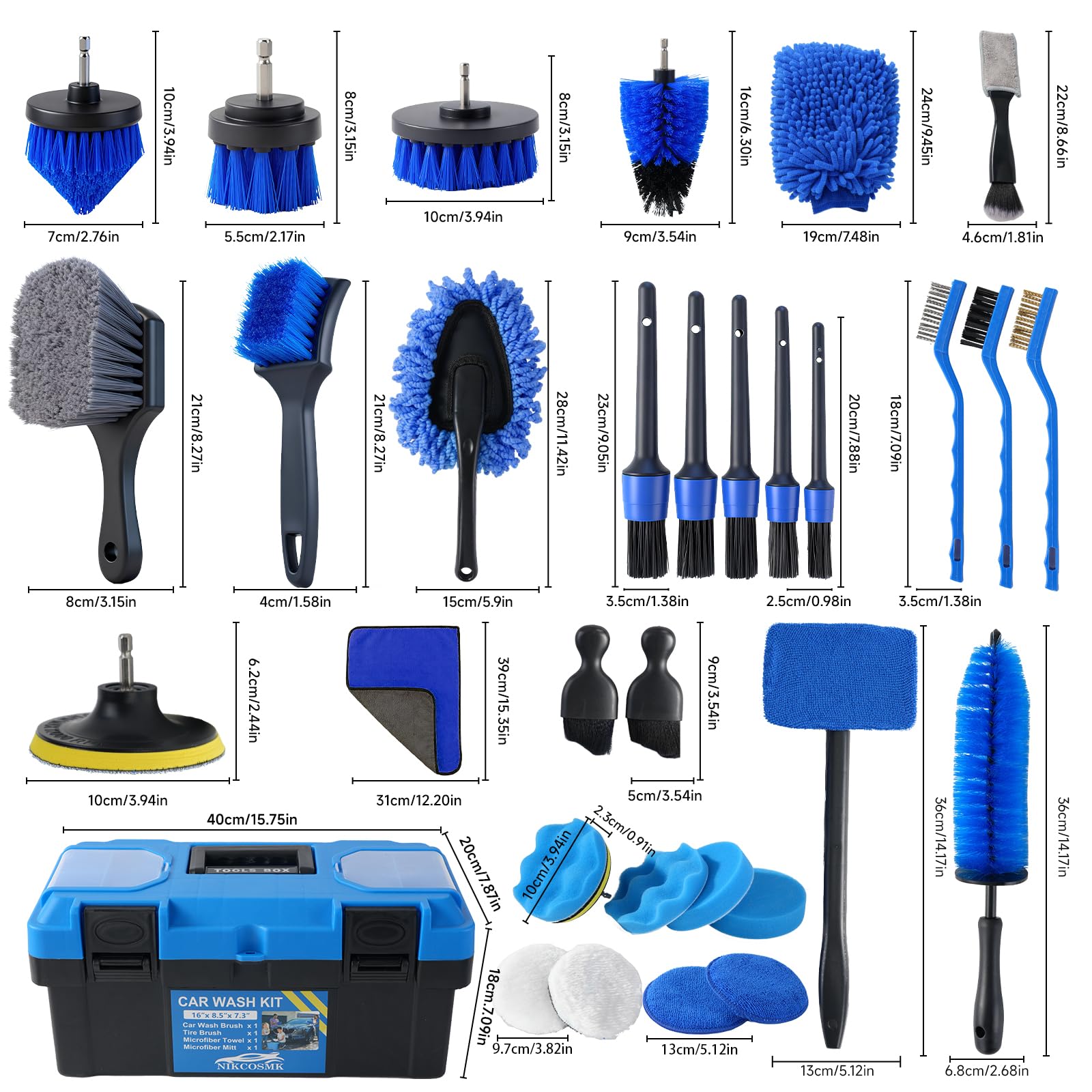 36-Piece Car Detailing Kit with Storage Box（Drill Not Included） - Morrowden
