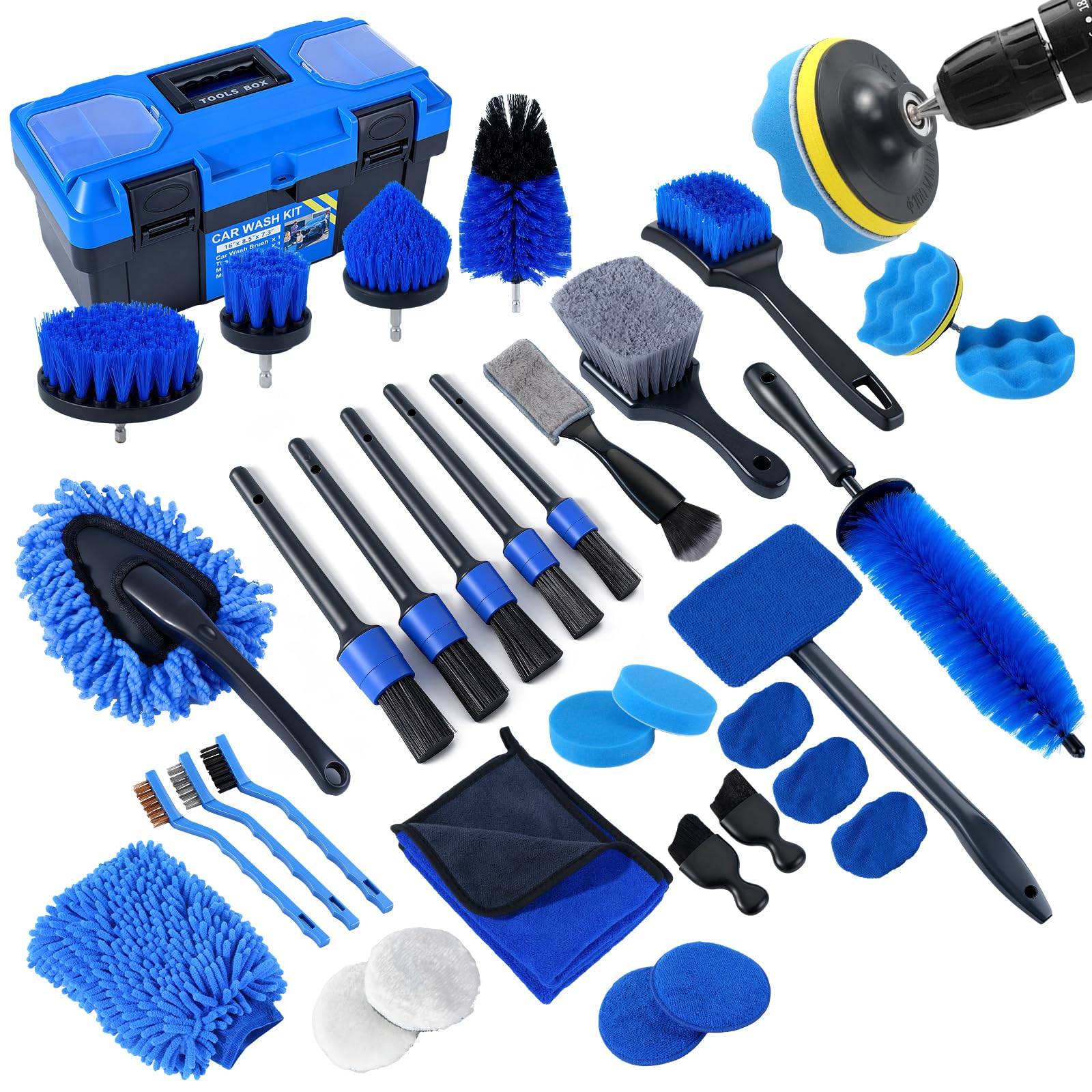 36-Piece Car Detailing Kit with Storage Box（Drill Not Included） - Morrowden
