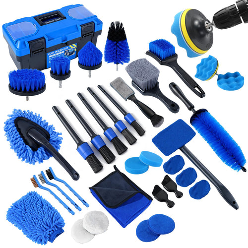 36-Piece Car Detailing Kit with Storage Box（Drill Not Included） - Morrowden