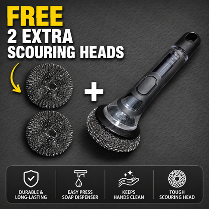 3-in-1 Soap Dispensing Dish Brush Set – Kitchen Cleaning Brush with Replaceable Scrub Heads