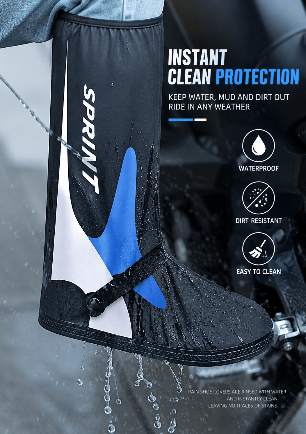 42cm High-Cut Waterproof Shoe Covers – Reusable Non-Slip Rain Boot Protectors for Commuting, Cycling & Outdoor Use - Morrowden