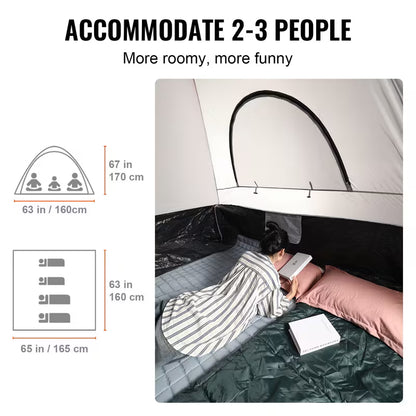 Truck Bed Tent, 5.5'-6' Pickup Truck Tent with Rain Layer and Carry Bag, Waterproof PU2000mm Double Layer Truck Tent for Camping, Accommodate 2-3 Person, for Camping Traveling Outdoor Activities