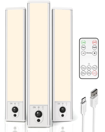 EZVALO 5-Pack Under Cabinet Lighting, 2400mAh Motion Sensor Light, LED Closet Lights Wireless, 3000K Dimmable, Timer, Magnetic, with Remote Control for Kitchen, Closet, Stair