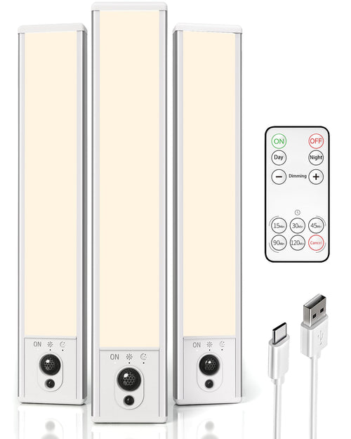 EZVALO 5-Pack Under Cabinet Lighting, 2400mAh Motion Sensor Light, LED Closet Lights Wireless, 3000K Dimmable, Timer, Magnetic, with Remote Control for Kitchen, Closet, Stair