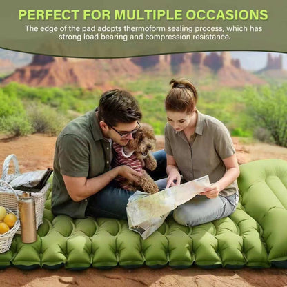Camping Sleeping Pad, Ultralight Camping Mat with Pillow, Built-in Foot Pump Inflatable Sleeping Pads Compact for Camping Backpacking Hiking Traveling Tent,Single