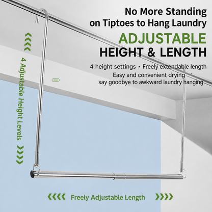 Adjustable Stainless Steel Closet Hanging Rod – No Drill Expandable Wardrobe Storage Organizer