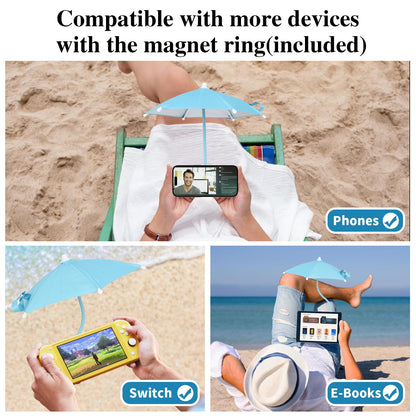Magnetic Phone Umbrella for Sun with Universal Adjustable Phone Ring, Outdoor Anti-Reflective Magnetic Cell Phone Umbrella Sun Shade