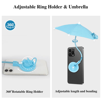 Magnetic Phone Umbrella for Sun with Universal Adjustable Phone Ring, Outdoor Anti-Reflective Magnetic Cell Phone Umbrella Sun Shade