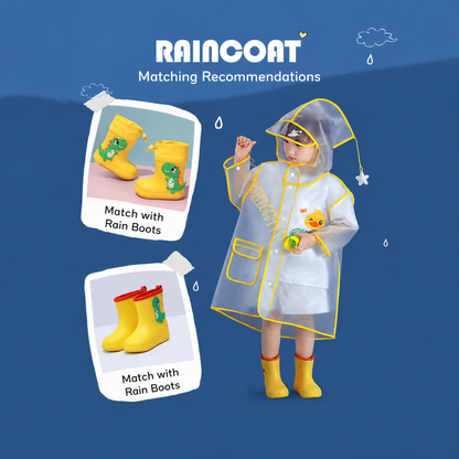 Kids Raincoat for Boys & Girls – Waterproof Hooded Rain Poncho for Toddlers, Preschool & School Children