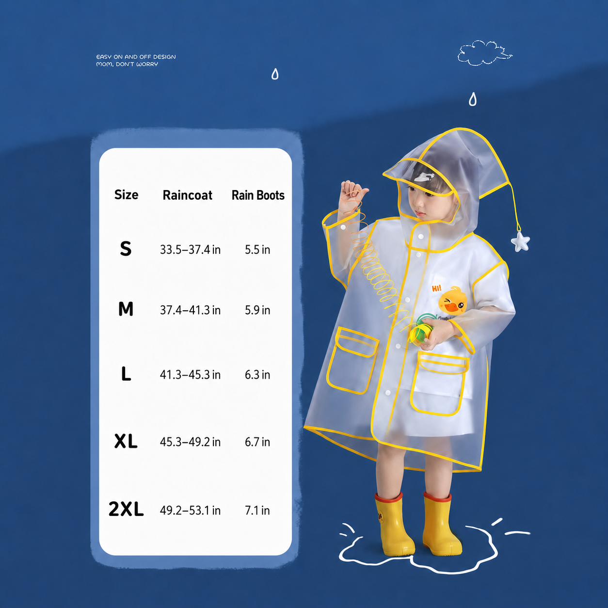 Kids Raincoat for Boys & Girls – Waterproof Hooded Rain Poncho for Toddlers, Preschool & School Children