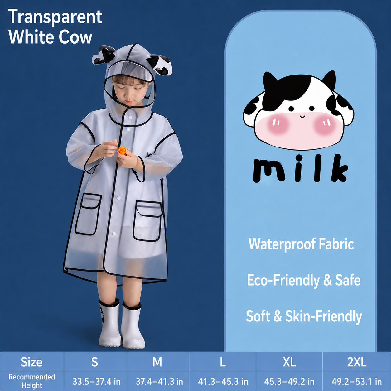 Kids Raincoat for Boys & Girls – Waterproof Hooded Rain Poncho for Toddlers, Preschool & School Children