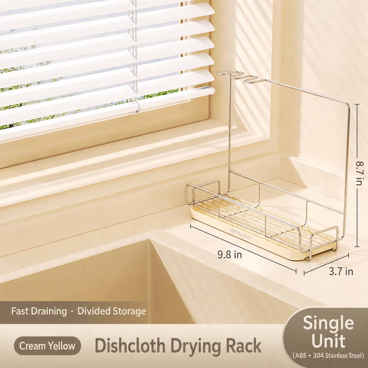 Kitchen Metal Dish Cloth Drying Rack – I   ron Towel Holder with Drainage Design