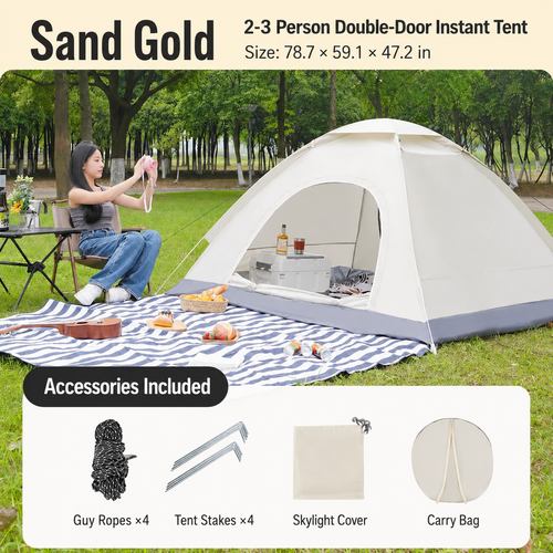 Automatic Outdoor Camping Tent – 2/3/4 Person Family Tent with Sun Protection