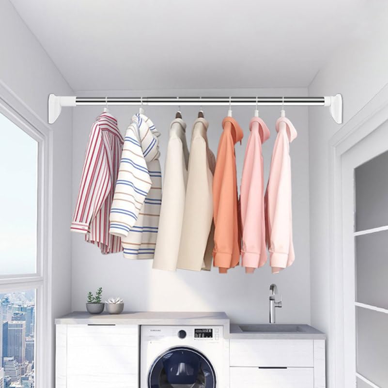 Punch Free Adjustable Telescopic Clothes Drying Rod Closet Tension Pole  Expandable Closet Bar for Laundry and Wardrobe Organization