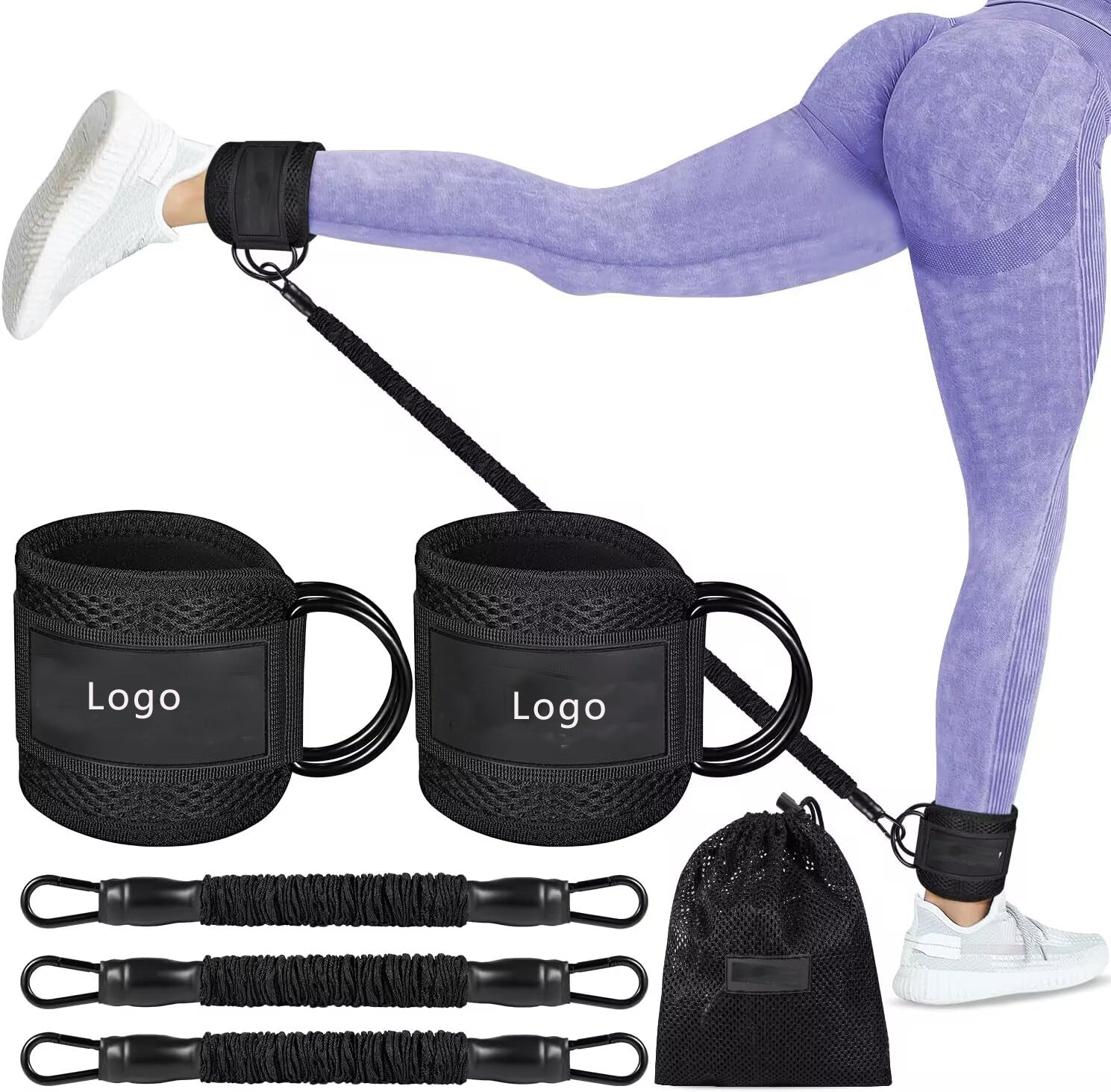 Ankle Resistance Bands with Cuffs, Workout Ankle Straps, Hip Exercise Equipment, Women's Glute Training Gear, Ideal for Home & Gym Workouts - Morrowden